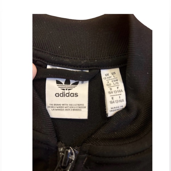 Youth Adidas Black Jacket with White Stripes - Picture 9 of 11